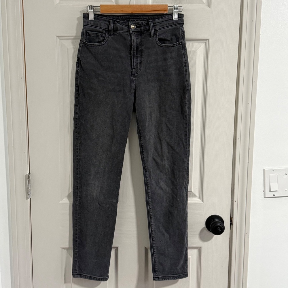 American Eagle Mom Jeans Womens 4 Black Relaxed Clean Girl Minimalist Streetwear
